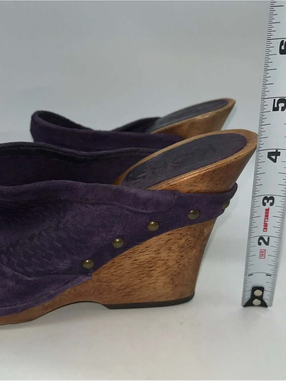 Women’s Michael Kors Purple Wedge Wood Clogs Sz 7.5